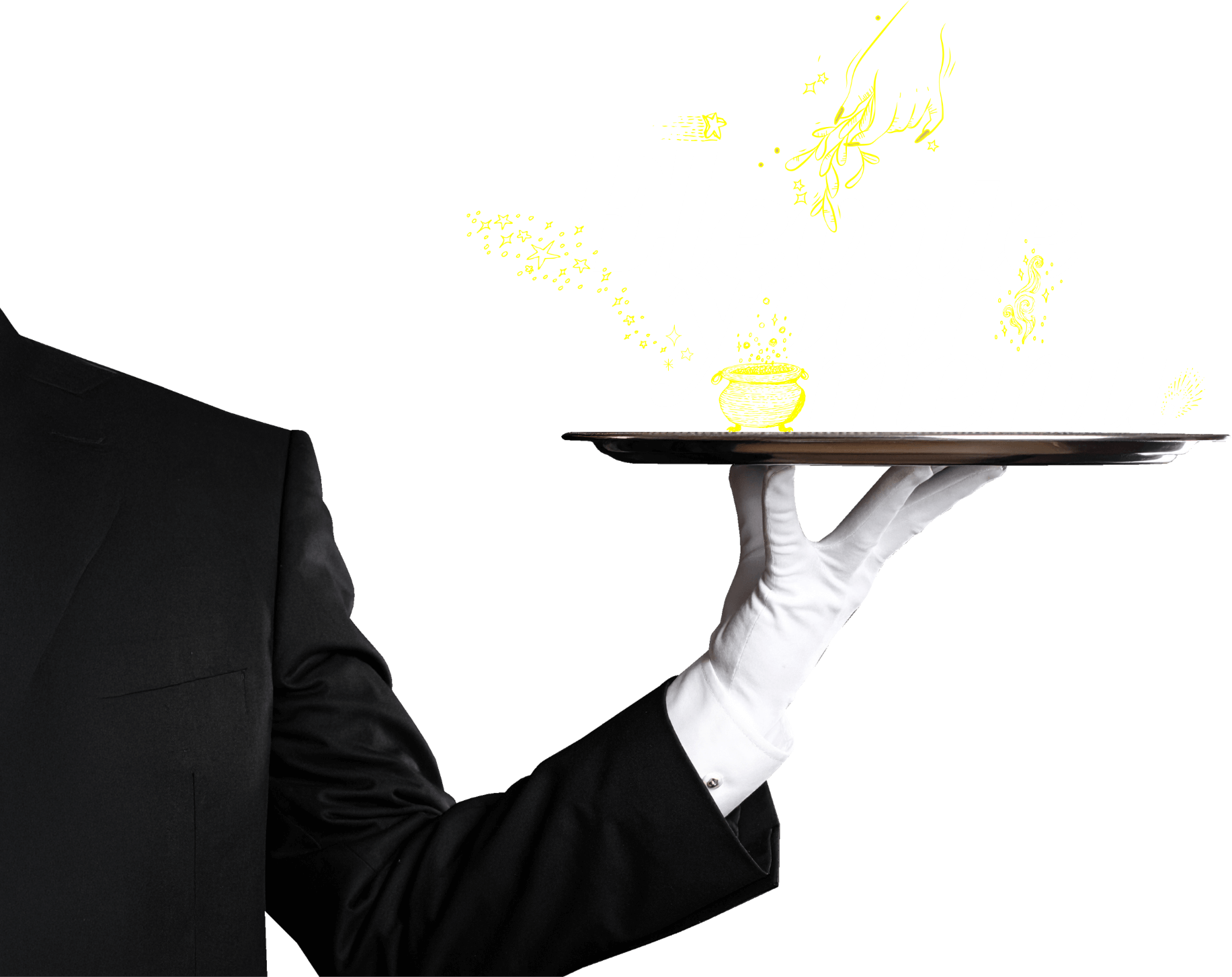 waiter with heading text